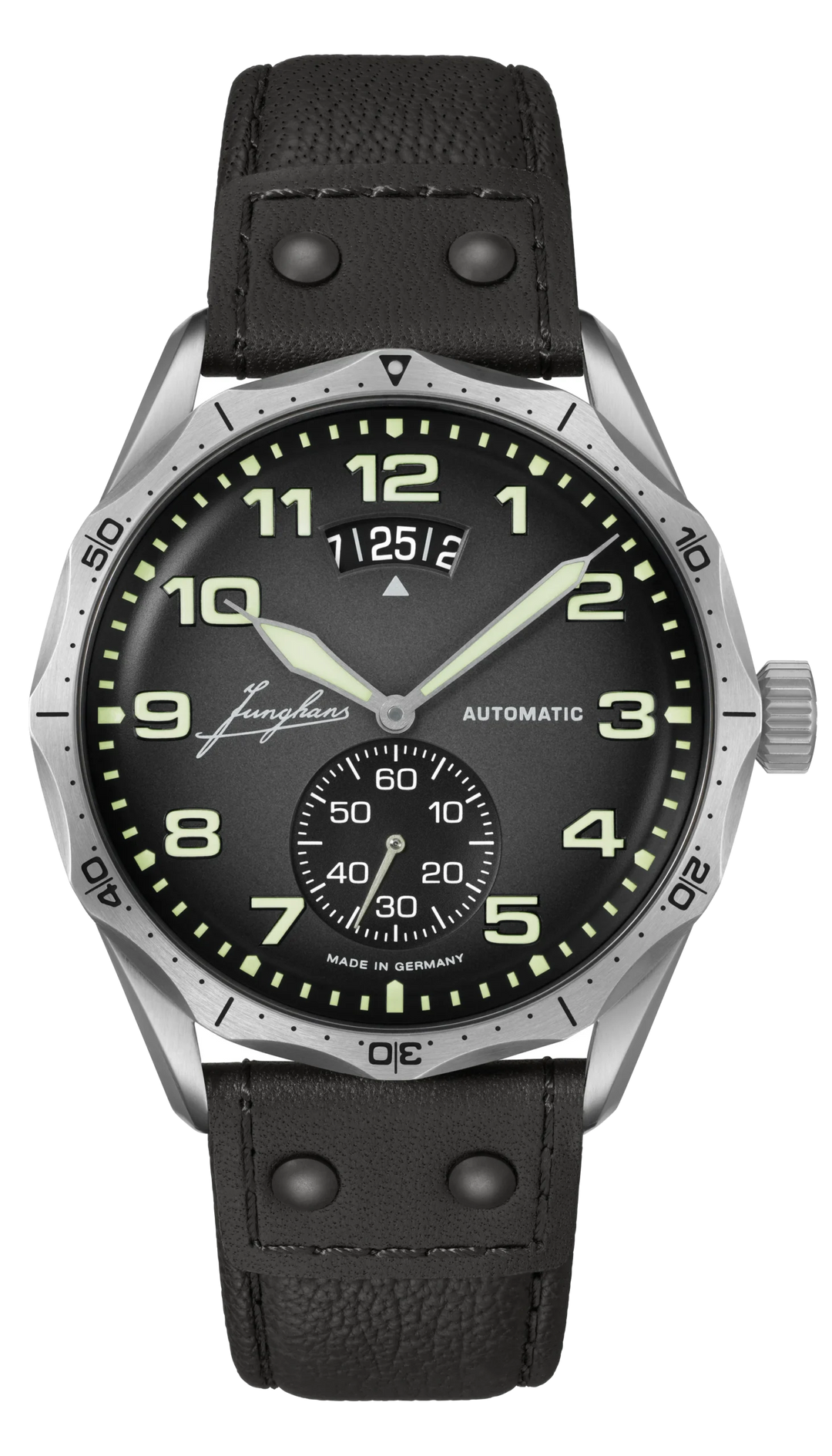 Junghans Pilot Automatic 43,3mm 27/4490.00 - Zifferblatt Dunkelgrau, Armband Leder