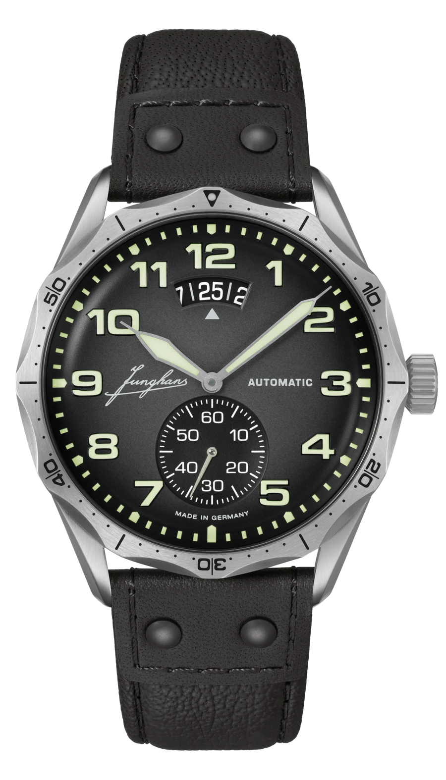 Junghans Pilot Automatic 43,3mm 27/4490.00 - Zifferblatt Dunkelgrau, Armband Leder