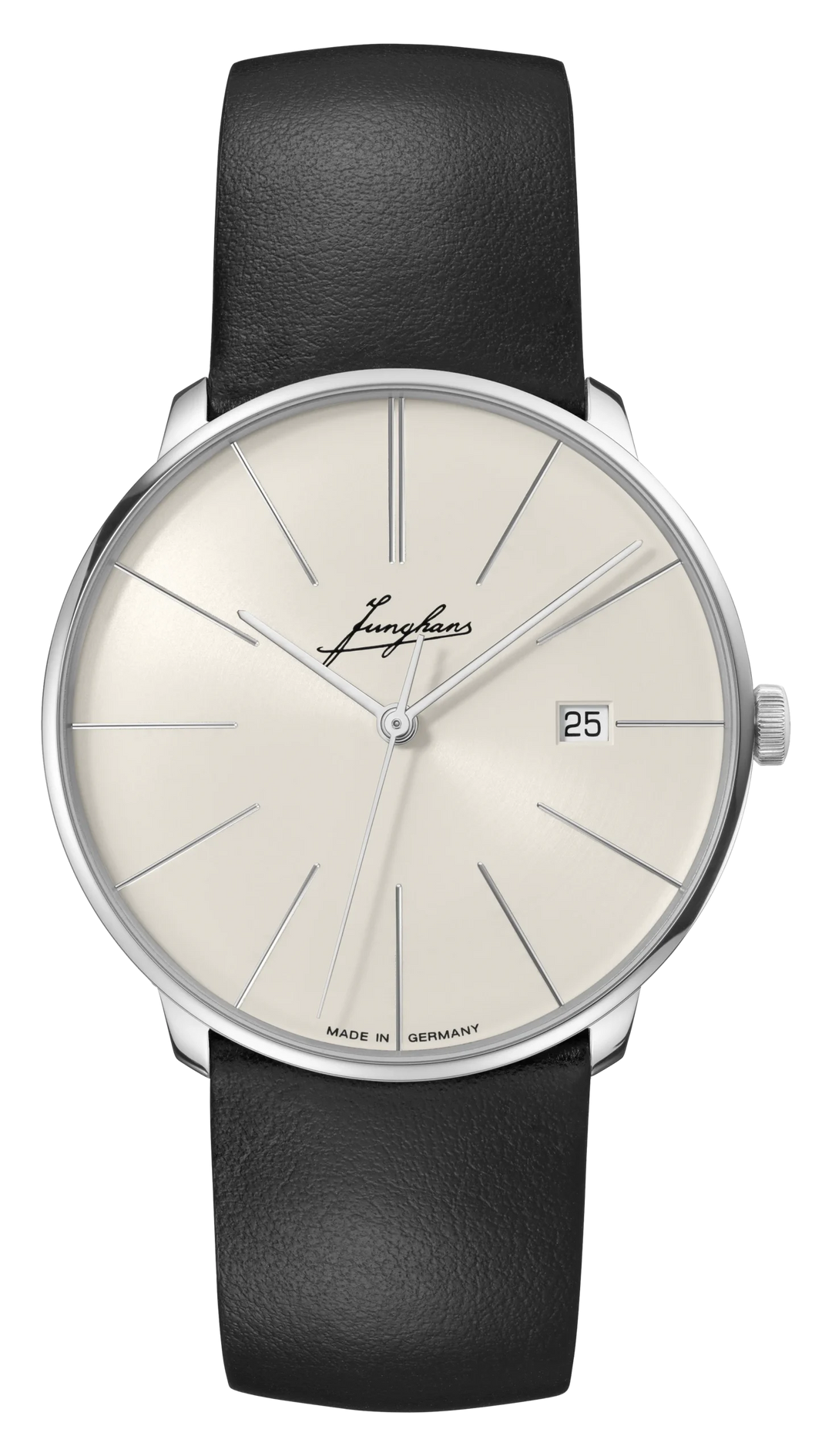 Junghans Meister fein Automatic Signatur 39,5mm 27/4355.00 - Zifferblatt Grau, Armband Leder
