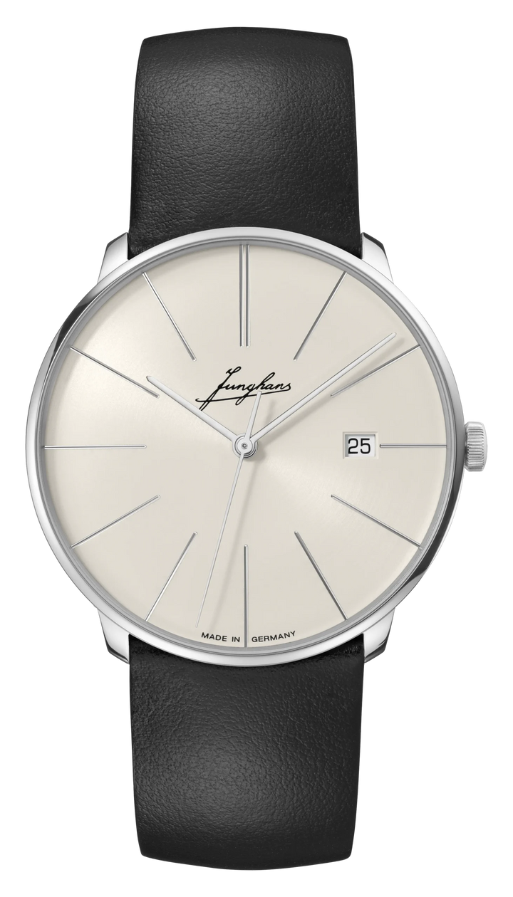Junghans Meister fein Automatic Signatur 39,5mm 27/4355.00 - Zifferblatt Grau, Armband Leder