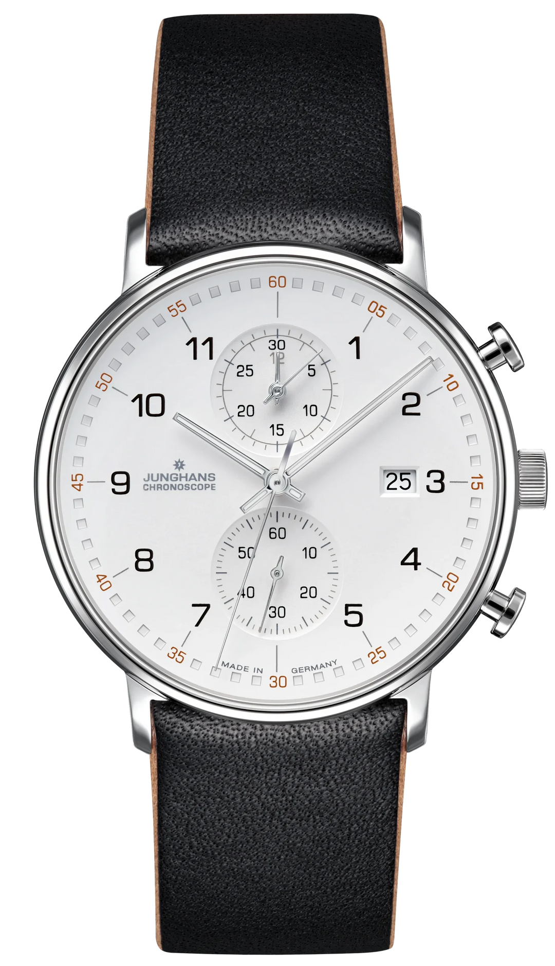 Junghans FORM C 40mm 41/4771.00 - Zifferblatt Silber, Armband Leder