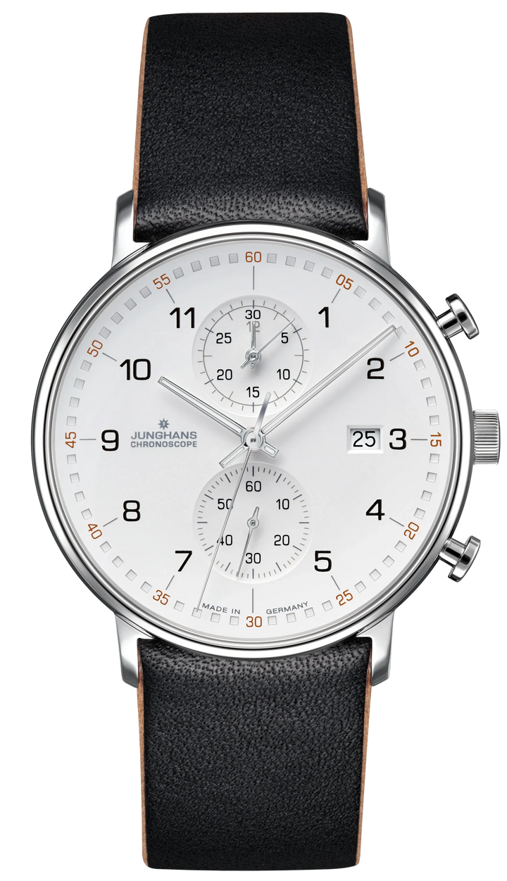 Junghans FORM C 40mm 41/4771.00 - Zifferblatt Silber, Armband Leder