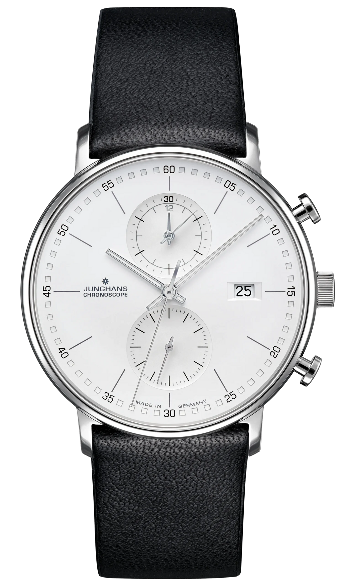 Junghans FORM C 40mm 41/4770.00 - Zifferblatt Silber, Armband Leder