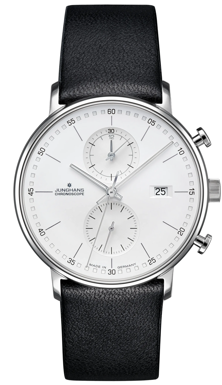 Junghans FORM C 40mm 41/4770.00 - Zifferblatt Silber, Armband Leder