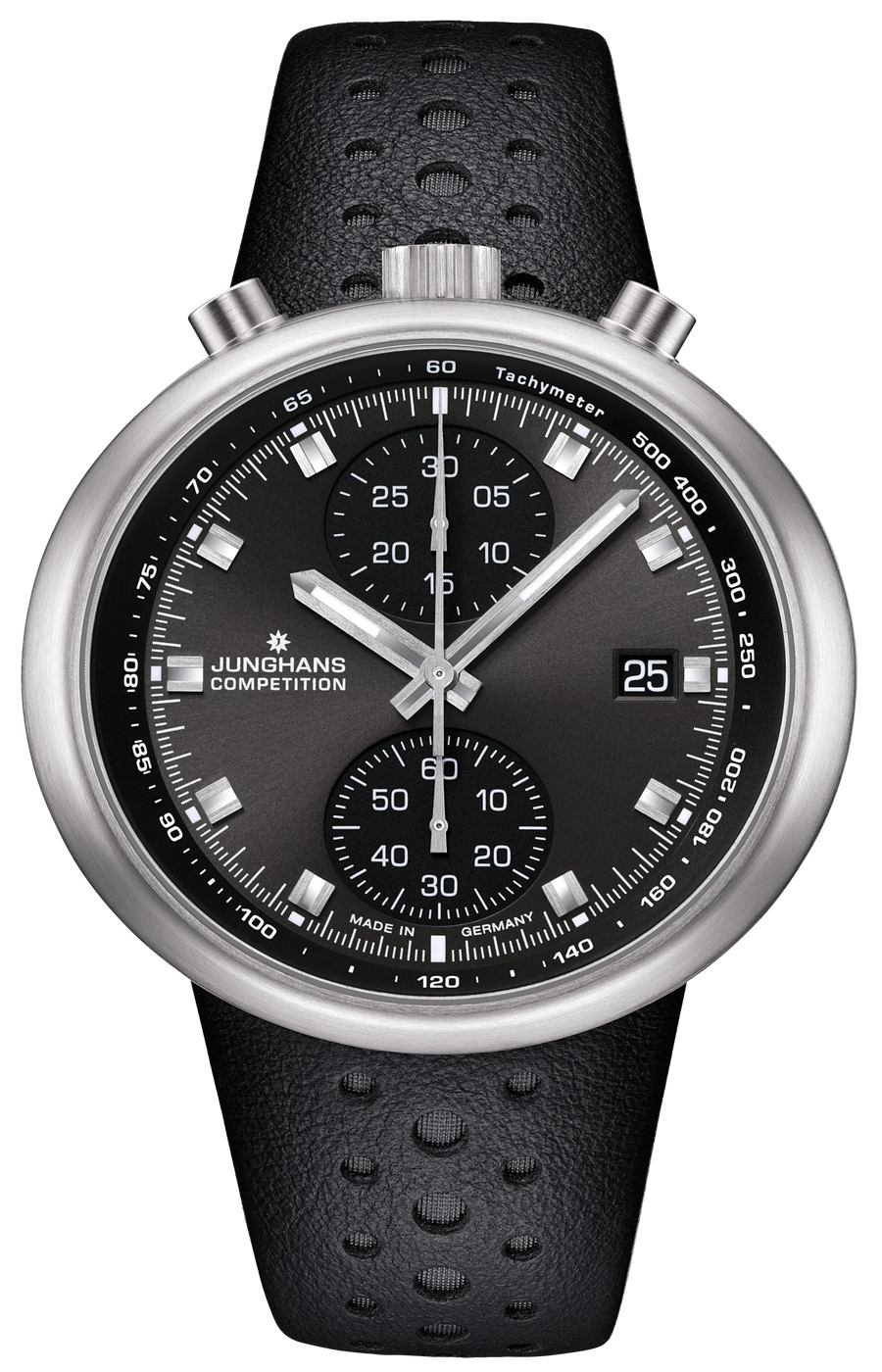 Junghans 1972 Competition 45,5 x 41mm 27/4504.00 - Zifferblatt Anthrazit, Armband Leder
