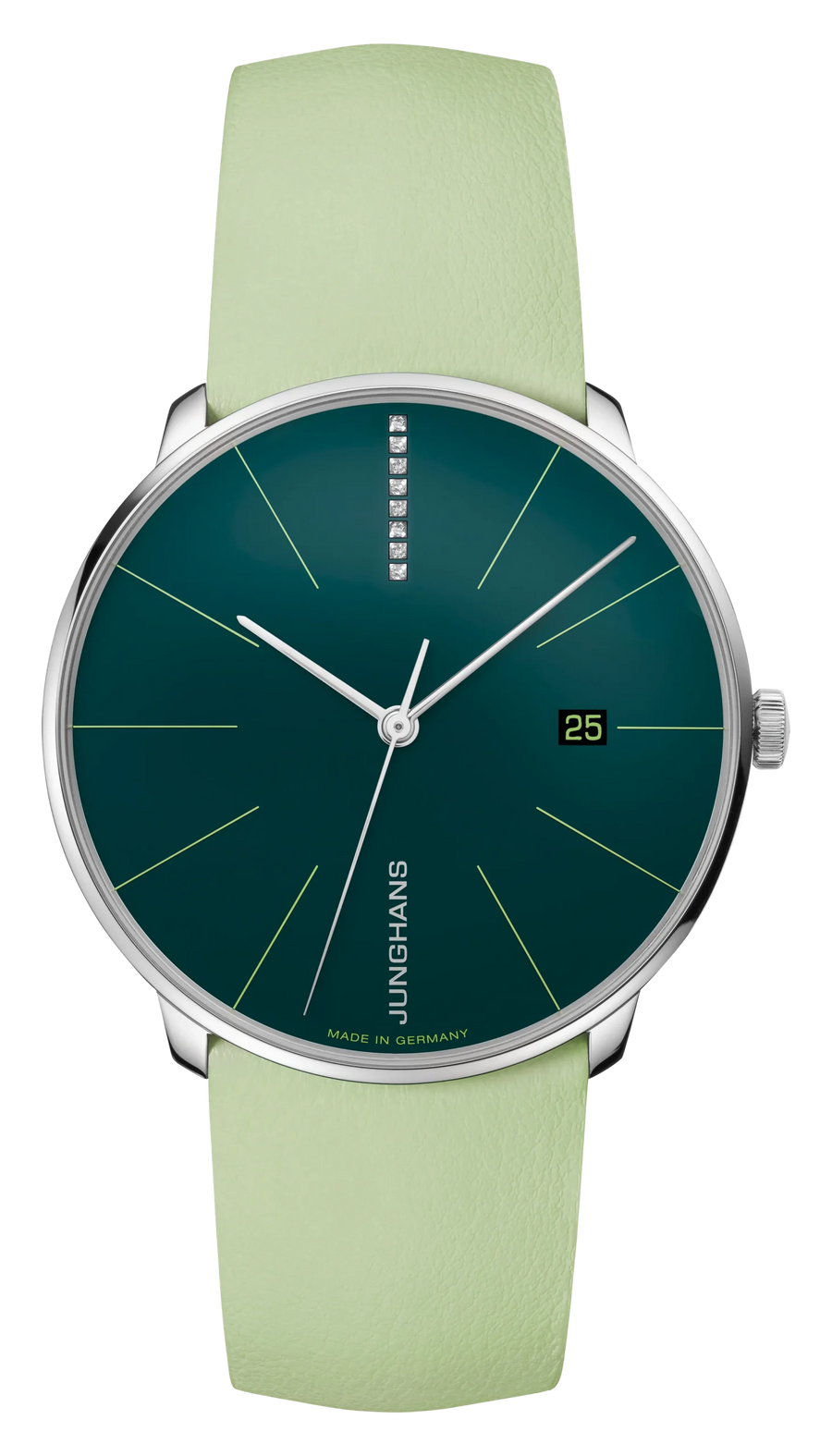 Junghans Meister fein Automatic 39,5mm 27/4357.00 - Zifferblatt Grün, Armband Leder