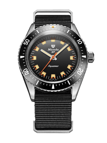 Nivada Grenchen Antarctic Diver Aquamar Black 38mm Nato-Armband Schwarz 32068A36 - Zifferblatt Schwarz, Armband Textil