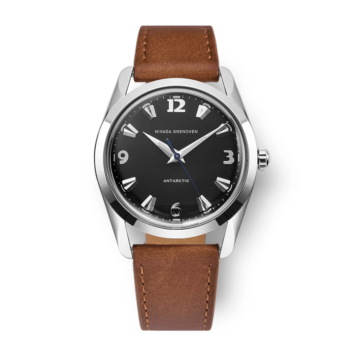 Nivada Grenchen Antarctic Black 35mm 35002M16 - Lederarmband Braun