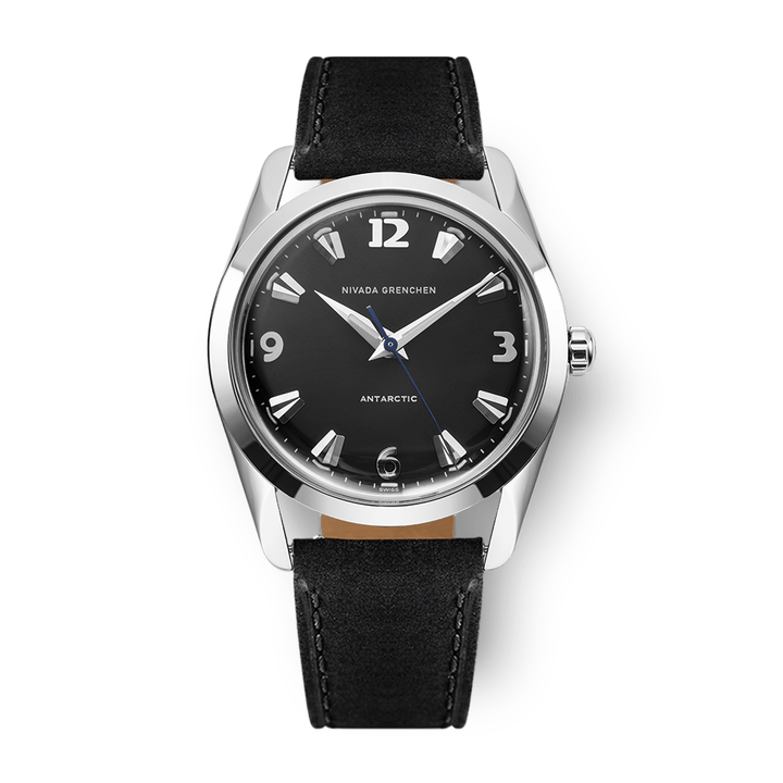 Nivada Grenchen Antarctic Black 35mm 35002M17 - Lederarmband Schwarz