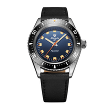 Nivada Grenchen Antarctic Diver Aquamar Blue 38mm 32074A17 - Lederarmband Schwarz