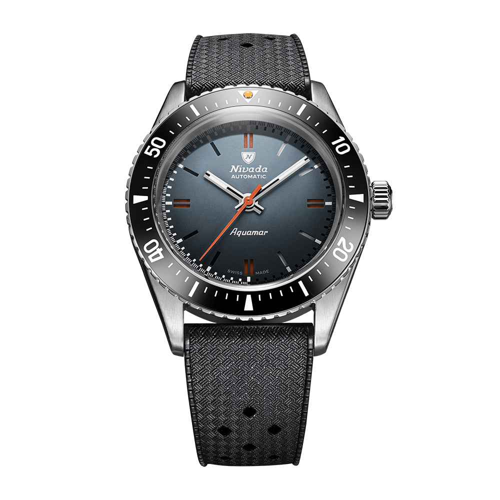 Nivada Grenchen Antarctic Diver Aquamar Grey 38mm 32077A01 - Kautschukarmband Tropic