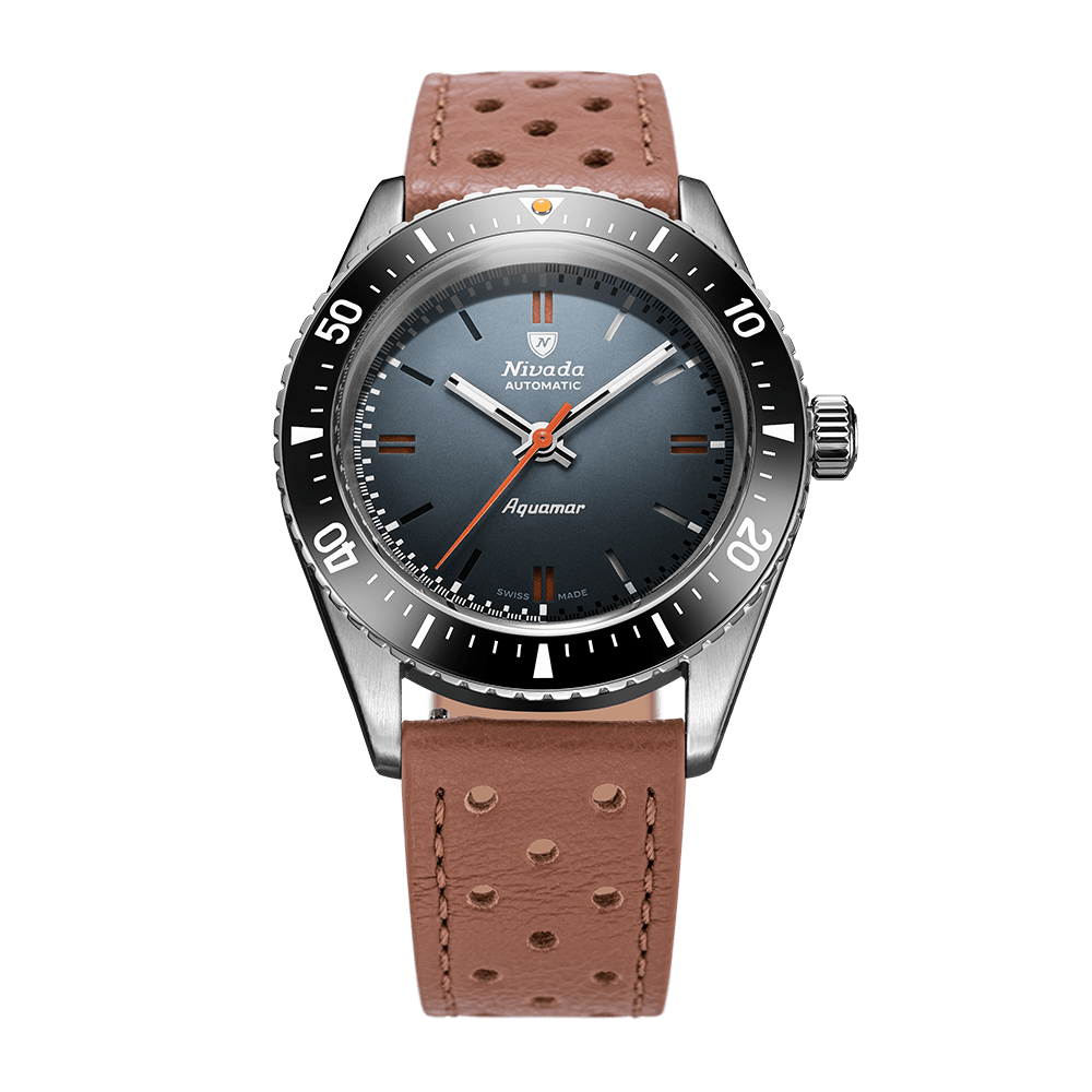 Nivada Grenchen Antarctic Diver Aquamar Grey 38mm 32077A23 - Racing-Armband Braun