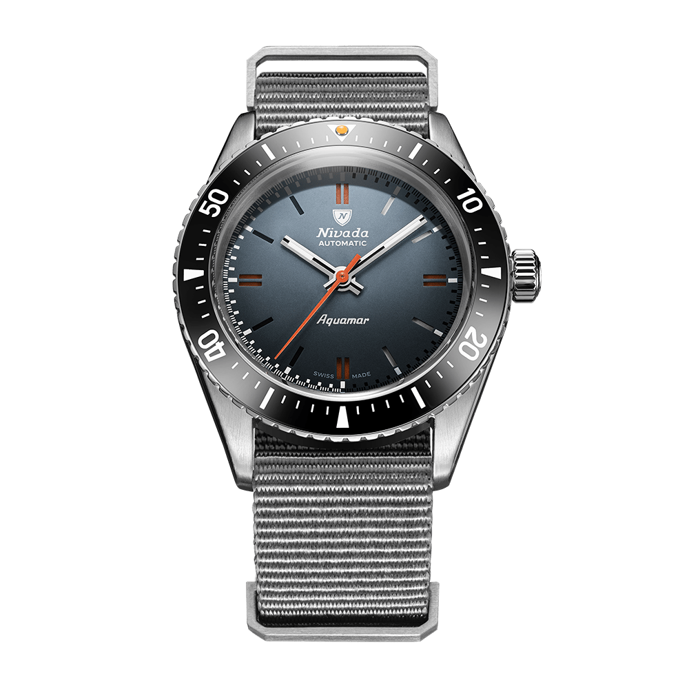 Nivada Grenchen Antarctic Diver Aquamar Grey 38mm 32077A35 - Nato-Armband Grau