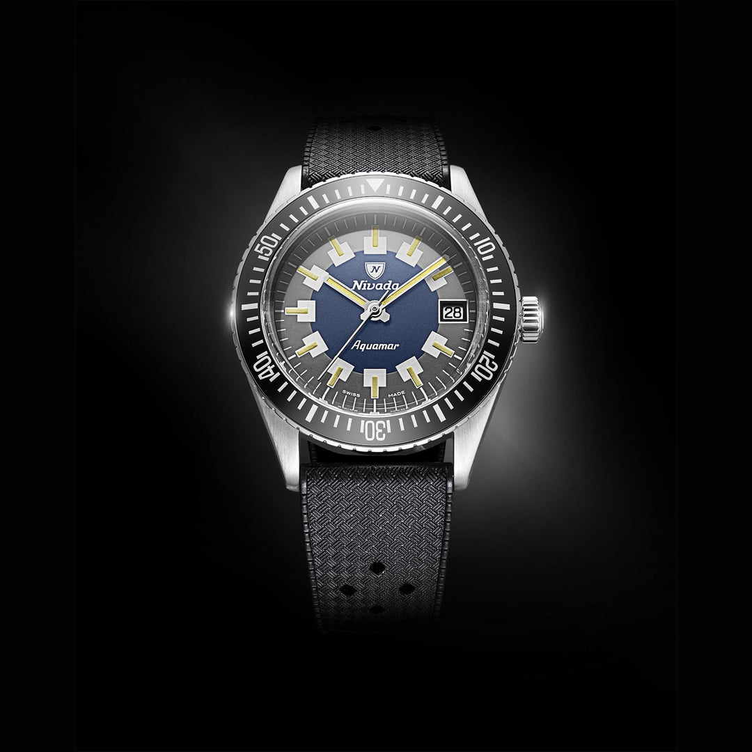 Nivada Grenchen Antarctic Diver Aquamar Vintage 38mm 32062A - Zifferblatt im Detail