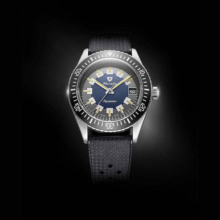 Nivada Grenchen Antarctic Diver Aquamar Vintage 38mm 32062A - Zifferblatt im Detail