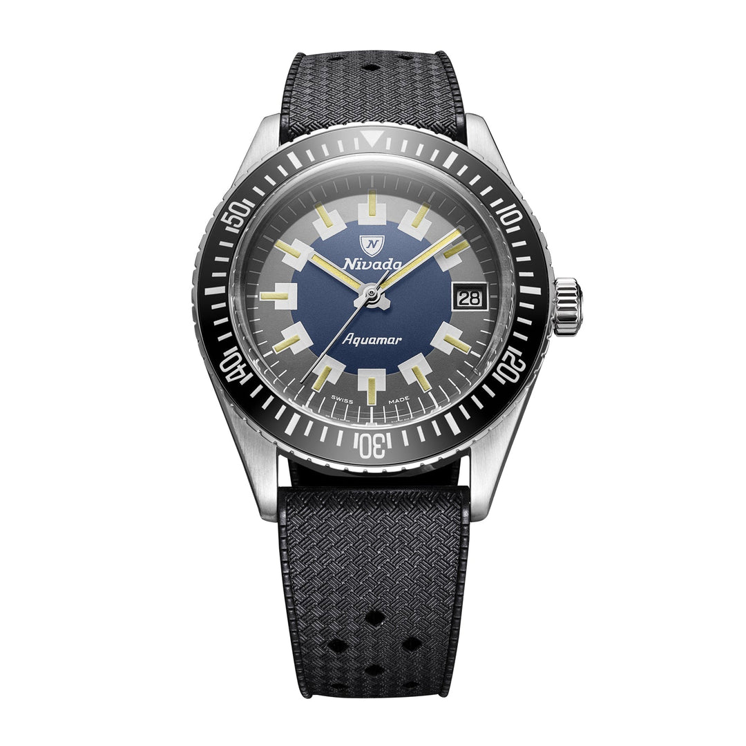 Nivada Grenchen Antarctic Diver Aquamar Vintage 38mm 32062A01 - Kautschukarmband Tropic