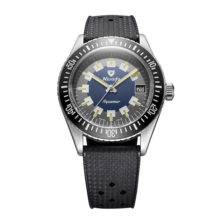 Nivada Grenchen Antarctic Diver Aquamar Vintage 38mm 32062A01 - Kautschukarmband Tropic