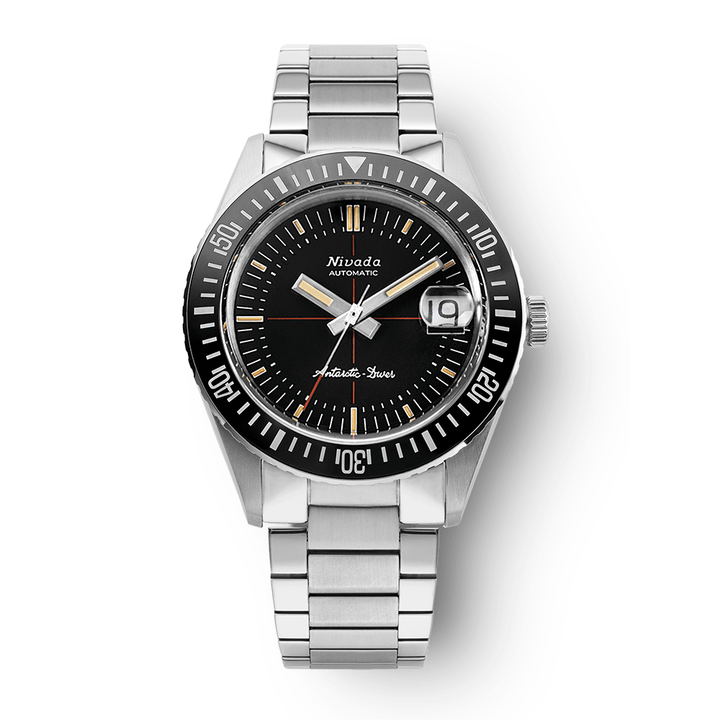 Nivada Grenchen Antarctic Diver Black 38mm 32038A20 - Edelstahlarmband Flat Link