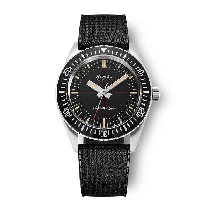 Nivada Grenchen Antarctic Diver Black No Date 38mm 32044A01 - Kautschukarmband Tropic
