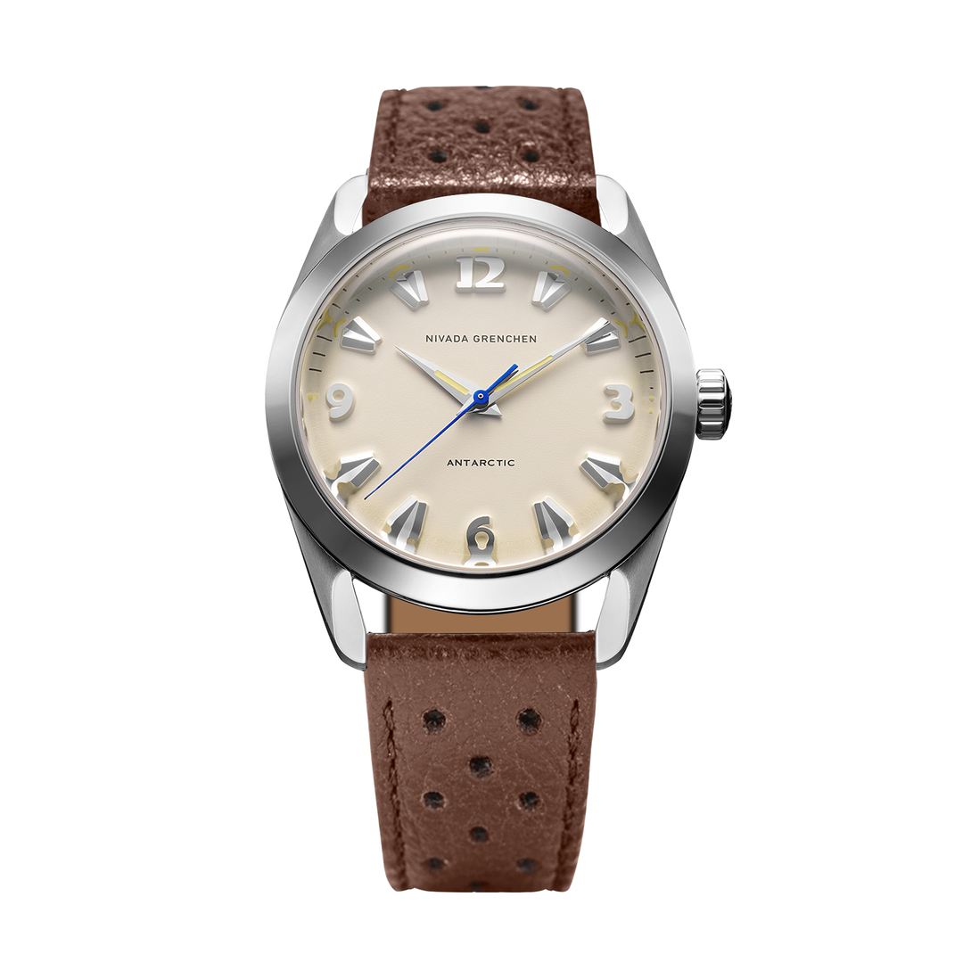 Nivada Grenchen Antarctic Eggshell Beige 35mm 35001M41 - Racing-Armband Braun