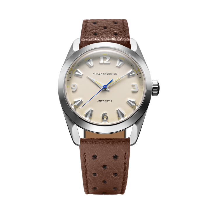 Nivada Grenchen Antarctic Eggshell Beige 35mm 35001M41 - Racing-Armband Braun