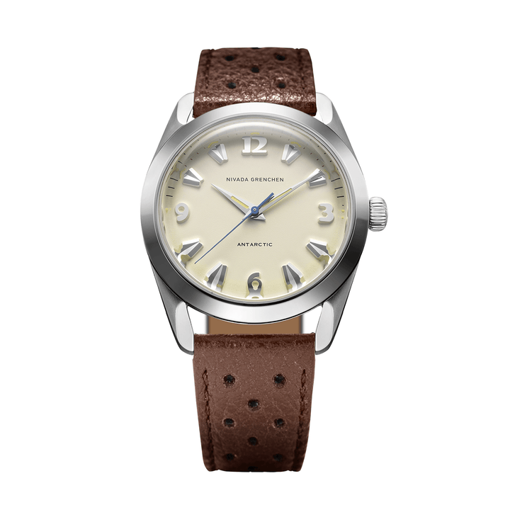 Nivada Grenchen Antarctic Eggshell Beige 38mm 32080A23 - Racing-Armband Braun