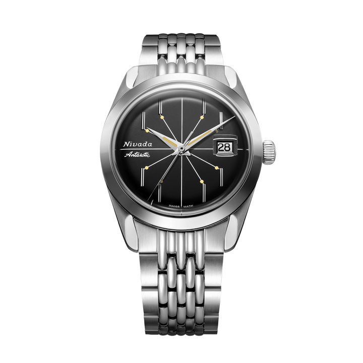 Nivada Grenchen Antarctic Spider Black 38mm 32072A04 - Edelstahlarmband Beads of Rice