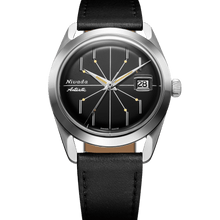 Nivada Grenchen Antarctic Spider Black 38mm 32072A17 - Lederarmband Schwarz
