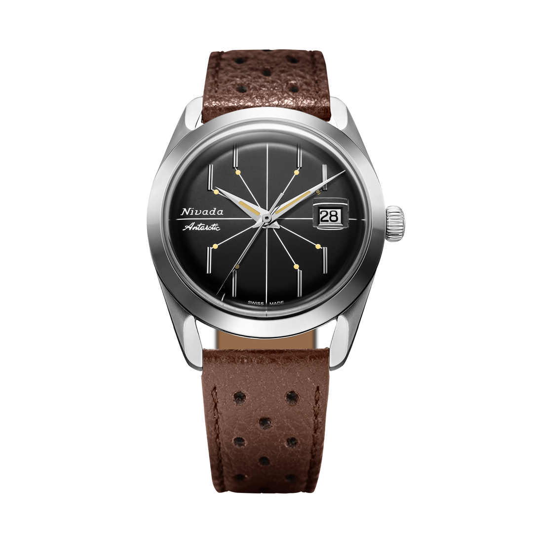 Nivada Grenchen Antarctic Spider Black 38mm 32072A23 - Racing-Armband Braun
