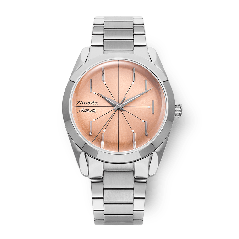 Nivada Grenchen Antarctic Spider Salmon 38mm 32050A20 - Edelstahlarmband Flat Link