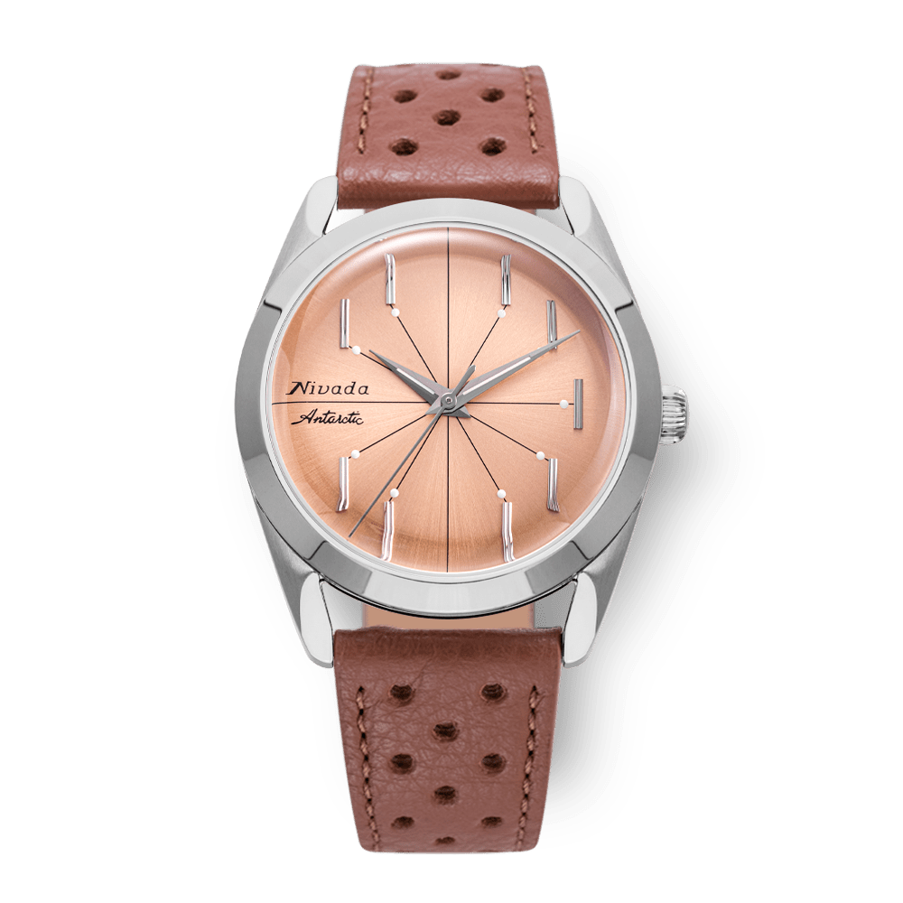 Nivada Grenchen Antarctic Spider Salmon 38mm 32050A23 - Racing-Armband Braun