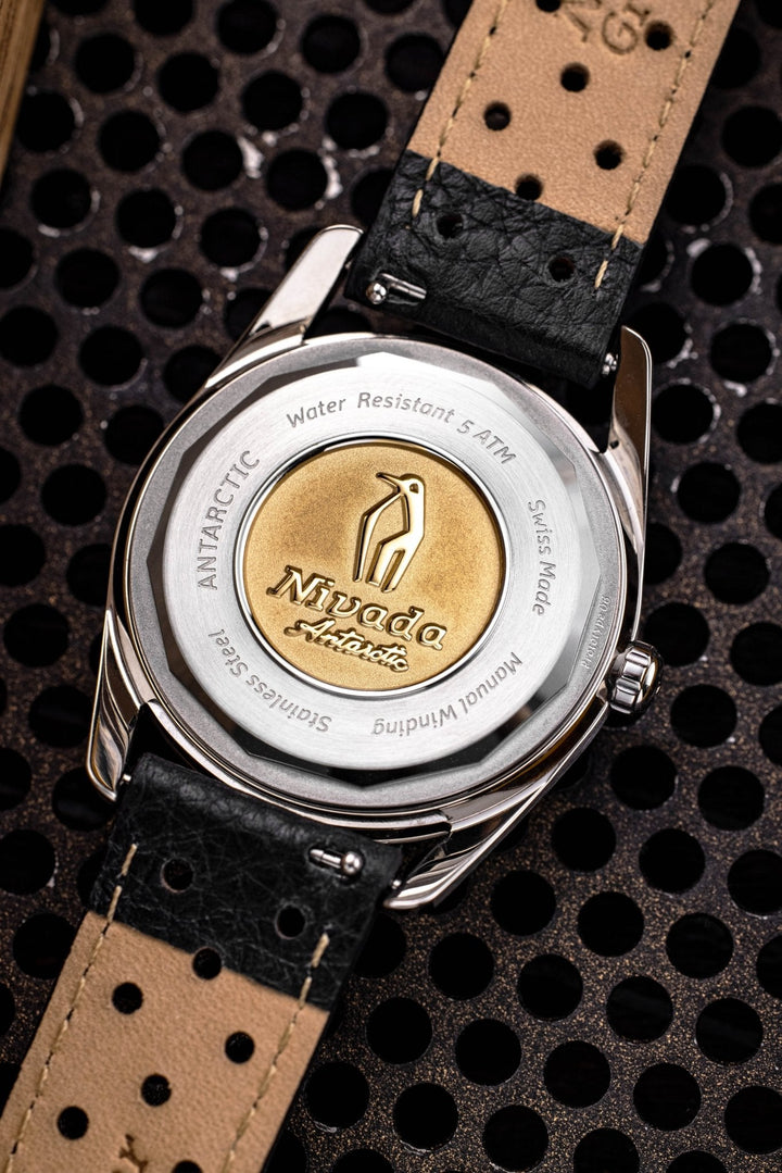 Nivada Grenchen Antarctic Spider Silver 35mm 35012M - Gehäuseboden