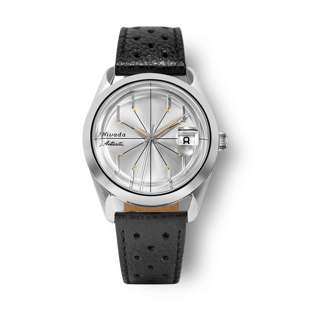 Nivada Grenchen Antarctic Spider Silver 38mm 32023A10 - Racing-Armband Schwarz