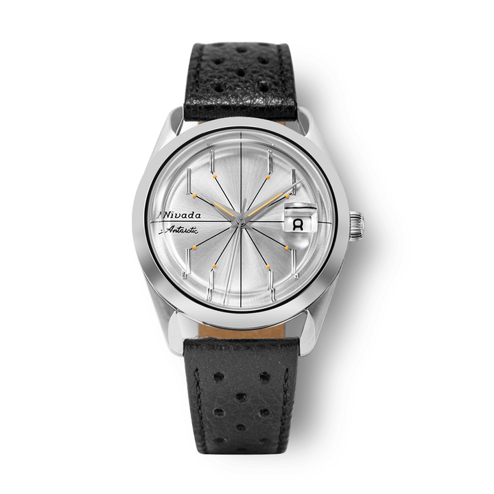 Nivada Grenchen Antarctic Spider Silver 38mm 32023A10 - Racing-Armband Schwarz