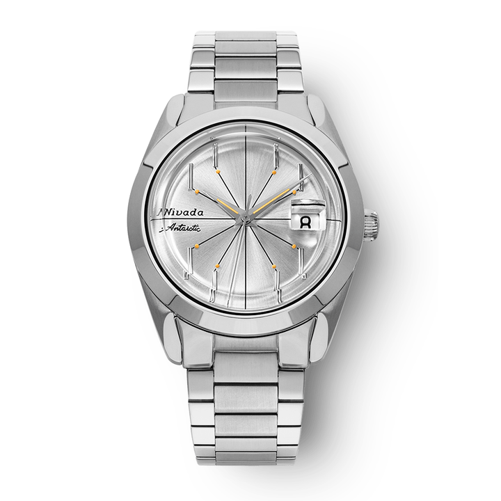 Nivada Grenchen Antarctic Spider Silver 38mm 32023A20 - Edelstahlarmband Flat Link