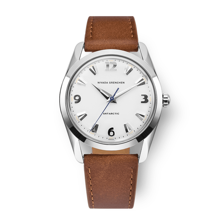 Nivada Grenchen Antarctic White 35mm 35005M16 - Lederarmband Braun