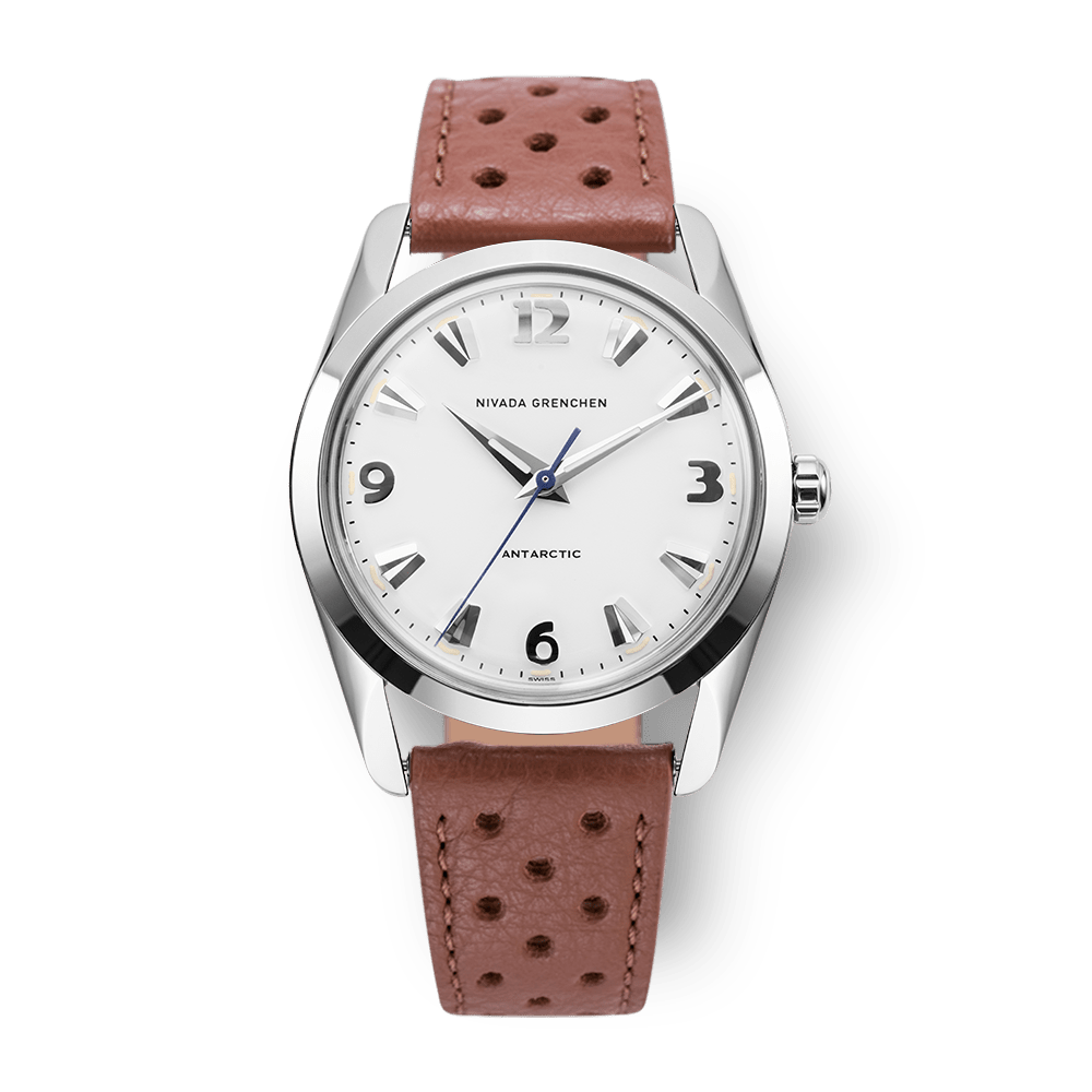 Nivada Grenchen Antarctic White 35mm 35005M41 - Racing-Armband Braun