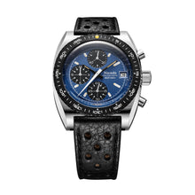 Nivada Grenchen Autochron Mecaquartz Blue 38mm 77005Q10 - Racing-Armband Schwarz