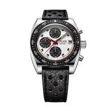 Nivada Grenchen Autochron Mecaquartz Panda 38mm 77006Q10 - Racing-Armband Schwarz