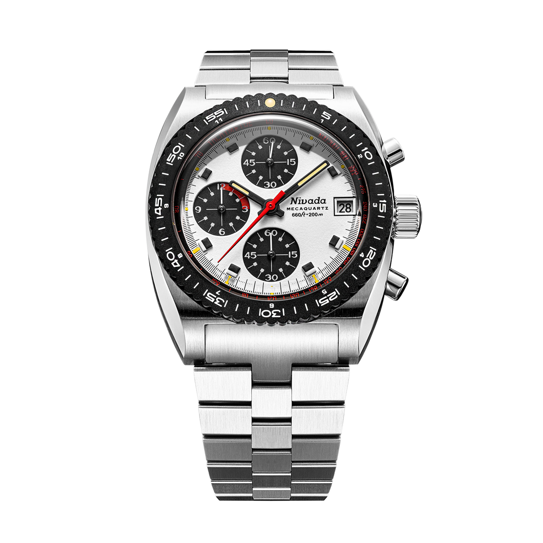 Nivada Grenchen Autochron Mecaquartz Panda 38mm 77006Q45 - Edelstahlarmband