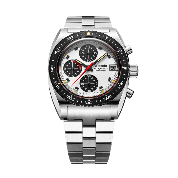 Nivada Grenchen Autochron Mecaquartz Panda 38mm 77006Q45 - Edelstahlarmband