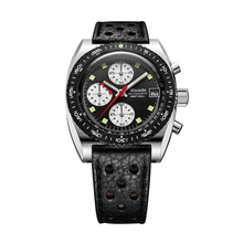 Nivada Grenchen Autochron Mecaquartz Reverse Panda 38mm 77007Q10 - Racing-Armband Schwarz