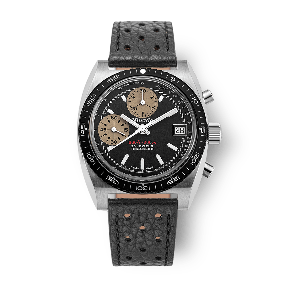 Nivada Grenchen Autochron White 38mm 77002A10 - Racing-Armband Schwarz