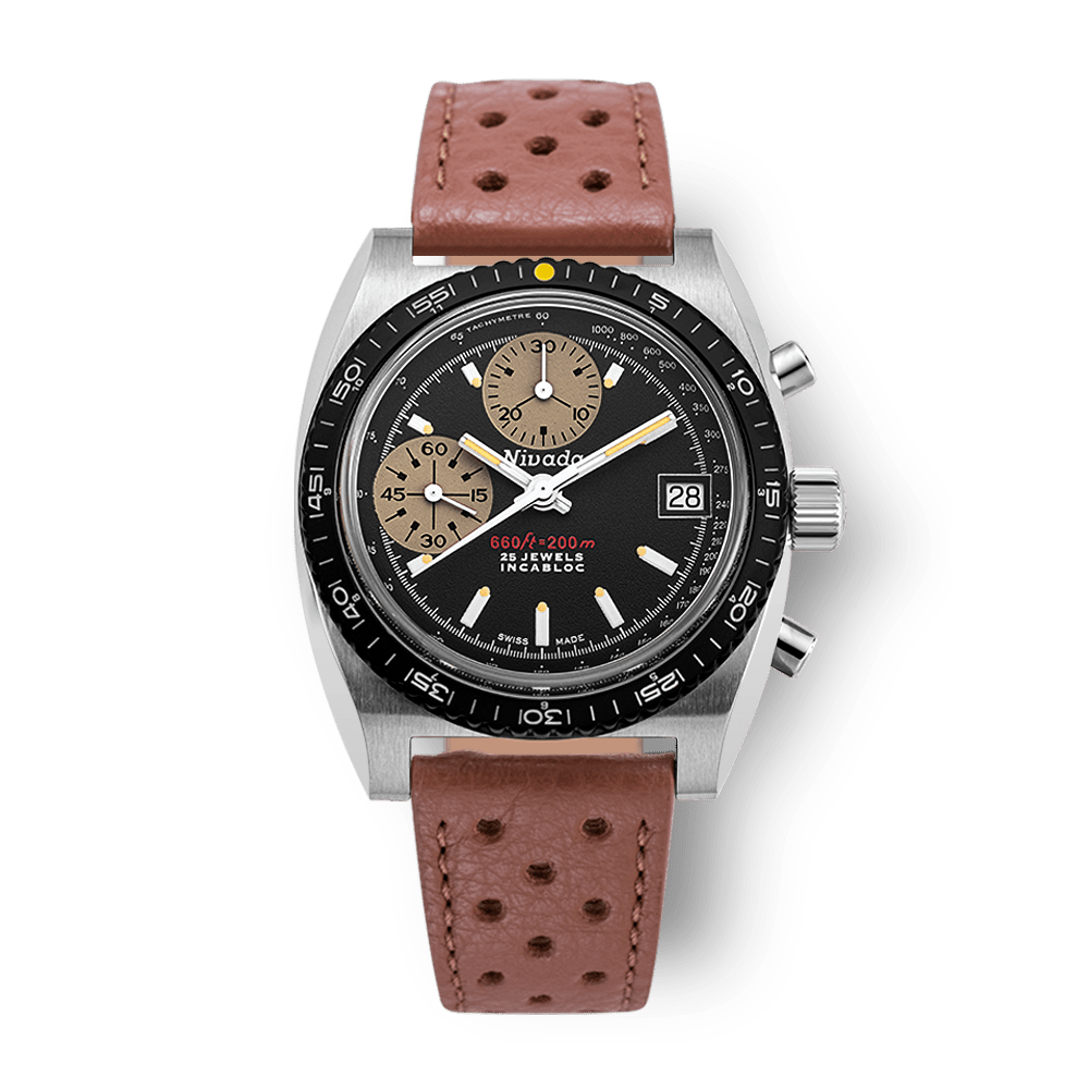Nivada Grenchen Autochron Yellow 38mm 77001A23 - Racing-Armband Braun