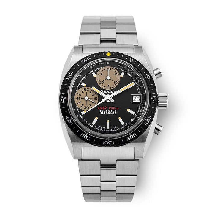 Nivada Grenchen Autochron Yellow 38mm 77001A45 - Edelstahlarmband