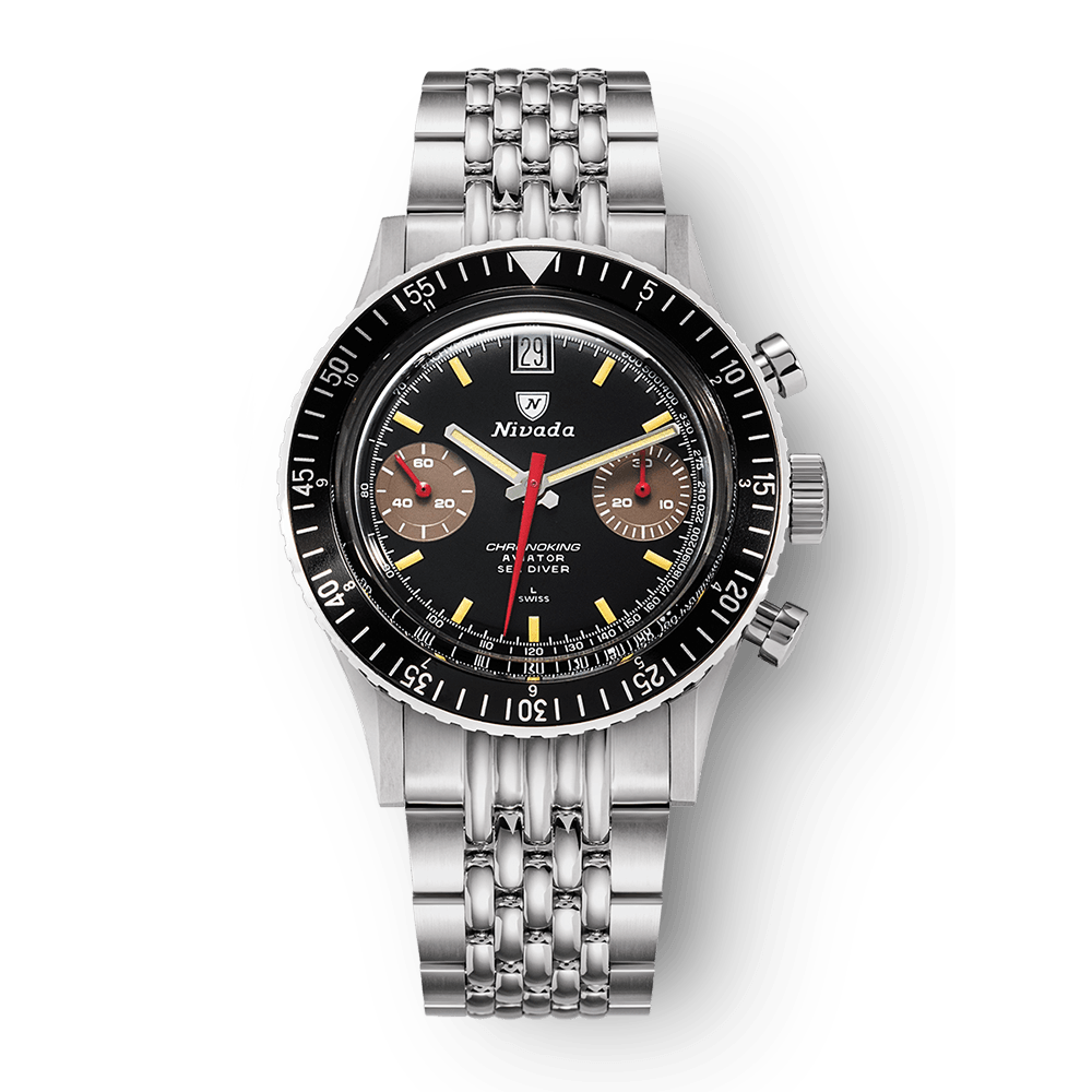 Nivada Grenchen Chronoking Manual 38mm 87033M04 - Edelstahlarmband Beads of Rice