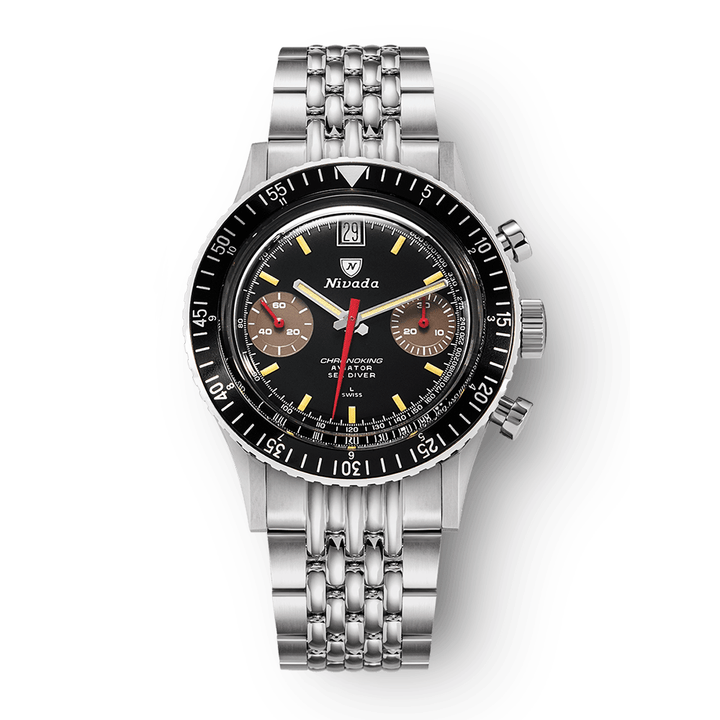 Nivada Grenchen Chronoking Manual 38mm 87033M04 - Edelstahlarmband Beads of Rice