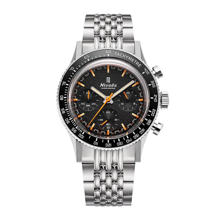 Nivada Grenchen Chronoking Mecaquartz Inter.Bezel 38mm 87040Q04 - Edelstahlarmband Beads of Rice, Tachymeter-Lünette
