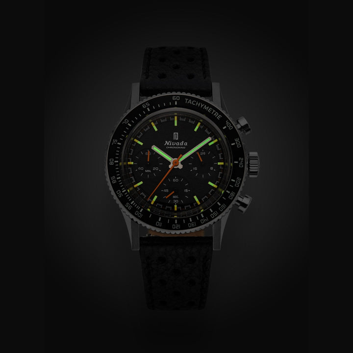Nivada Grenchen Chronoking Mecaquartz Inter.Bezel 38mm 87042Q - Leuchtmasse im Dunkeln