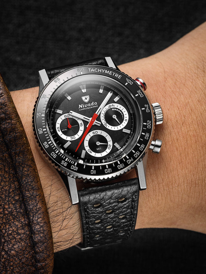 Nivada Grenchen Chronoking Mecaquartz Racing Black 38mm 87048Q am Handgelenk